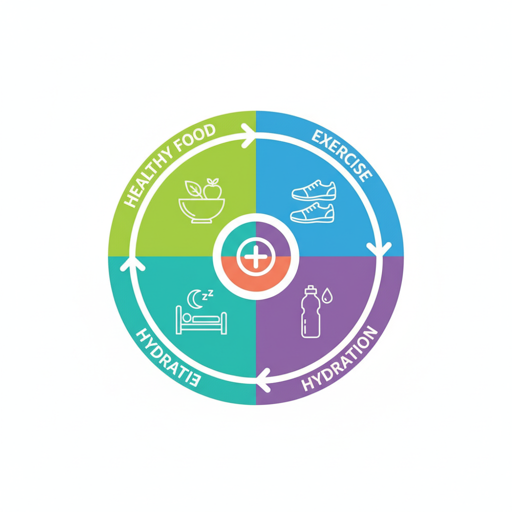 illustration showing balance healthy food,